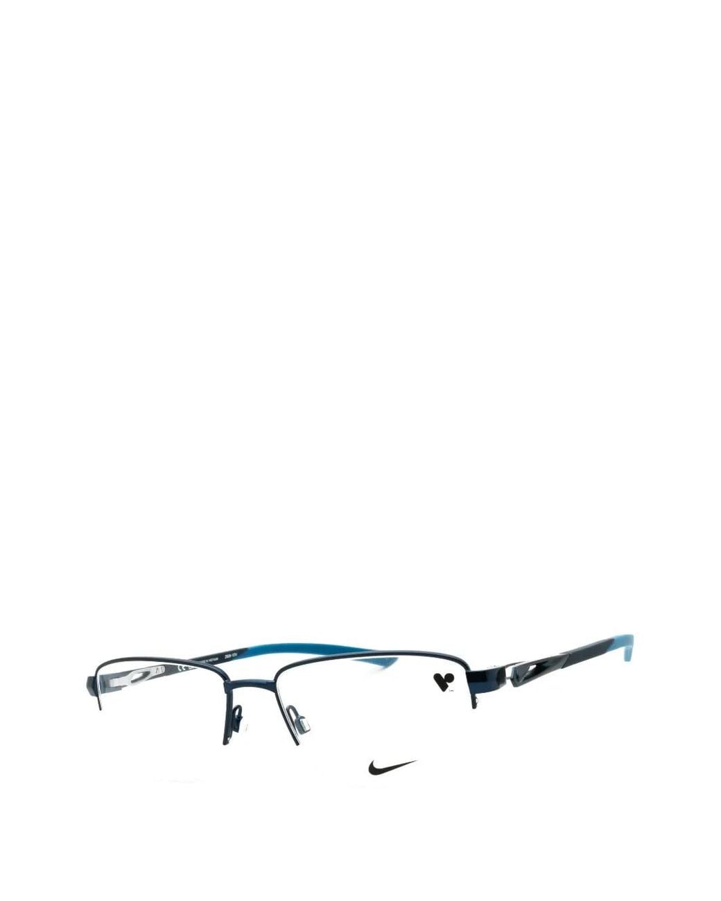 Nike White Rectangle-Frame Semi-Rimless Glasses for men