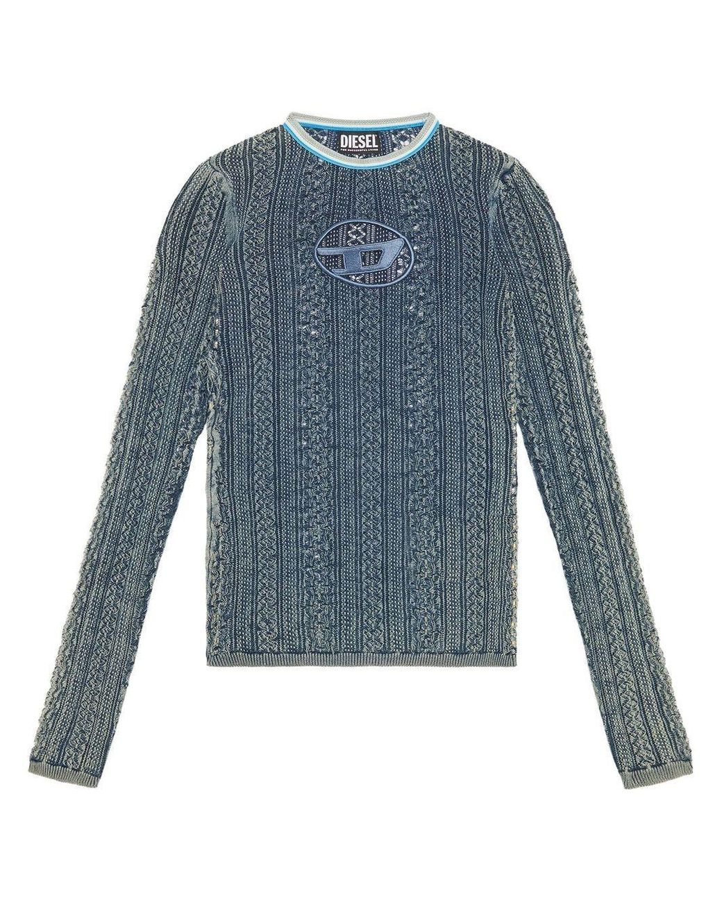 DIESEL Cutout Logo Knitted Top in Blue Lyst