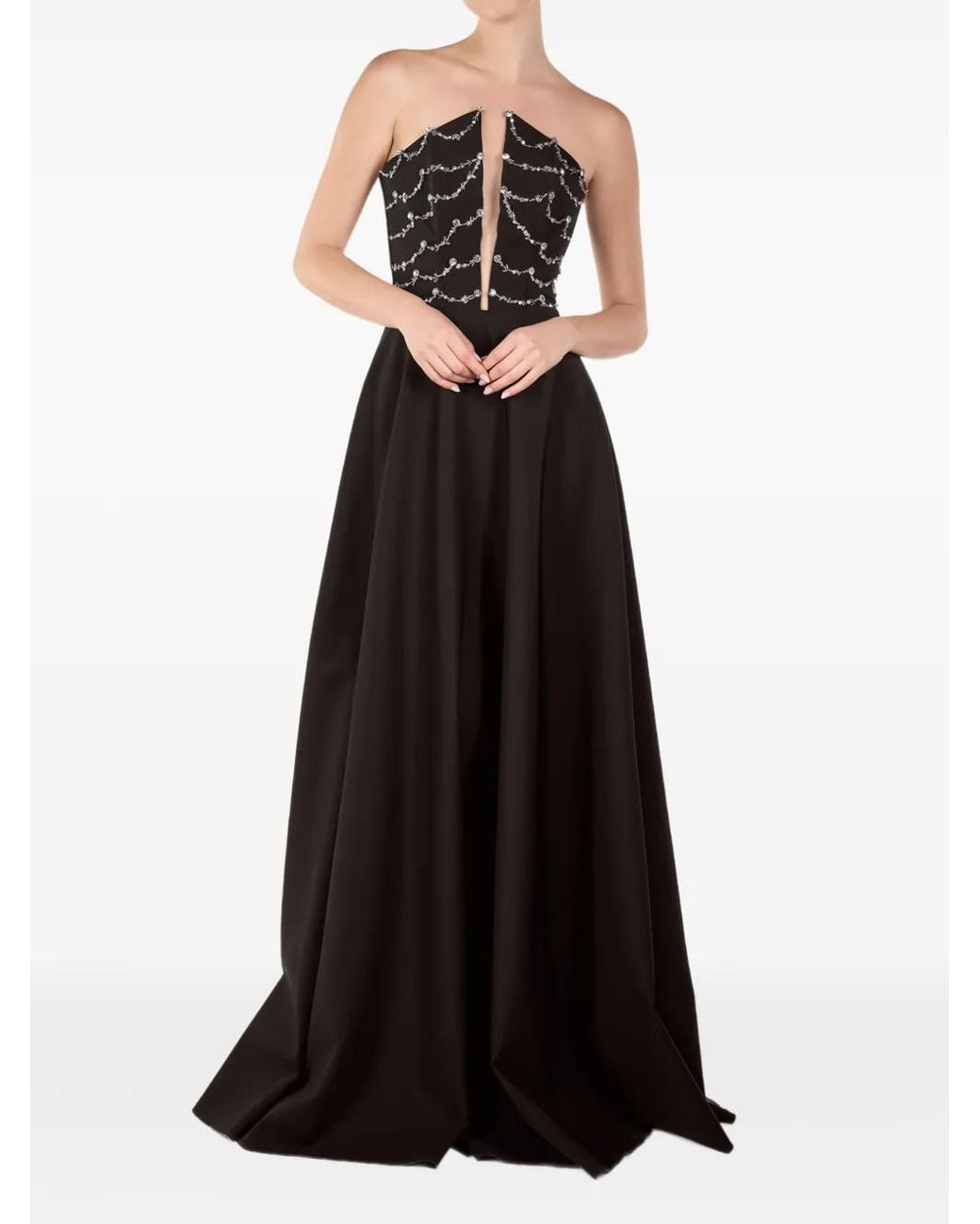 ANDREEA VENECIUC Black Etoile Noire Embellished Strapless Gown