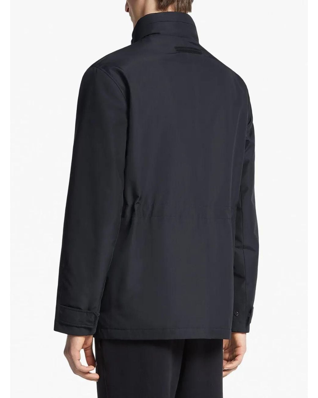 Zegna Blue High-Neck Field Jacket for men