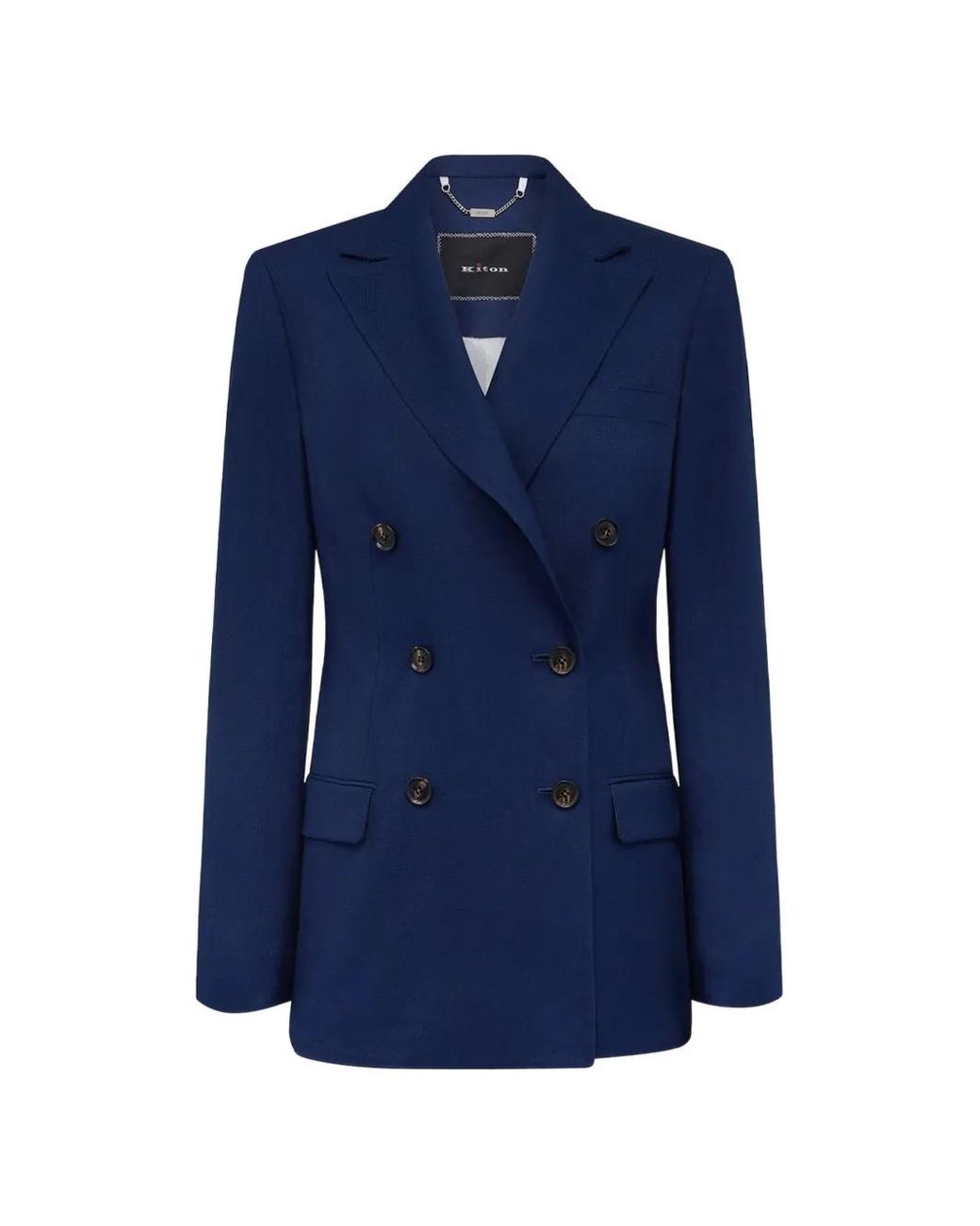 Kiton Blue Double-Breasted Peaked-Lapel Blazer