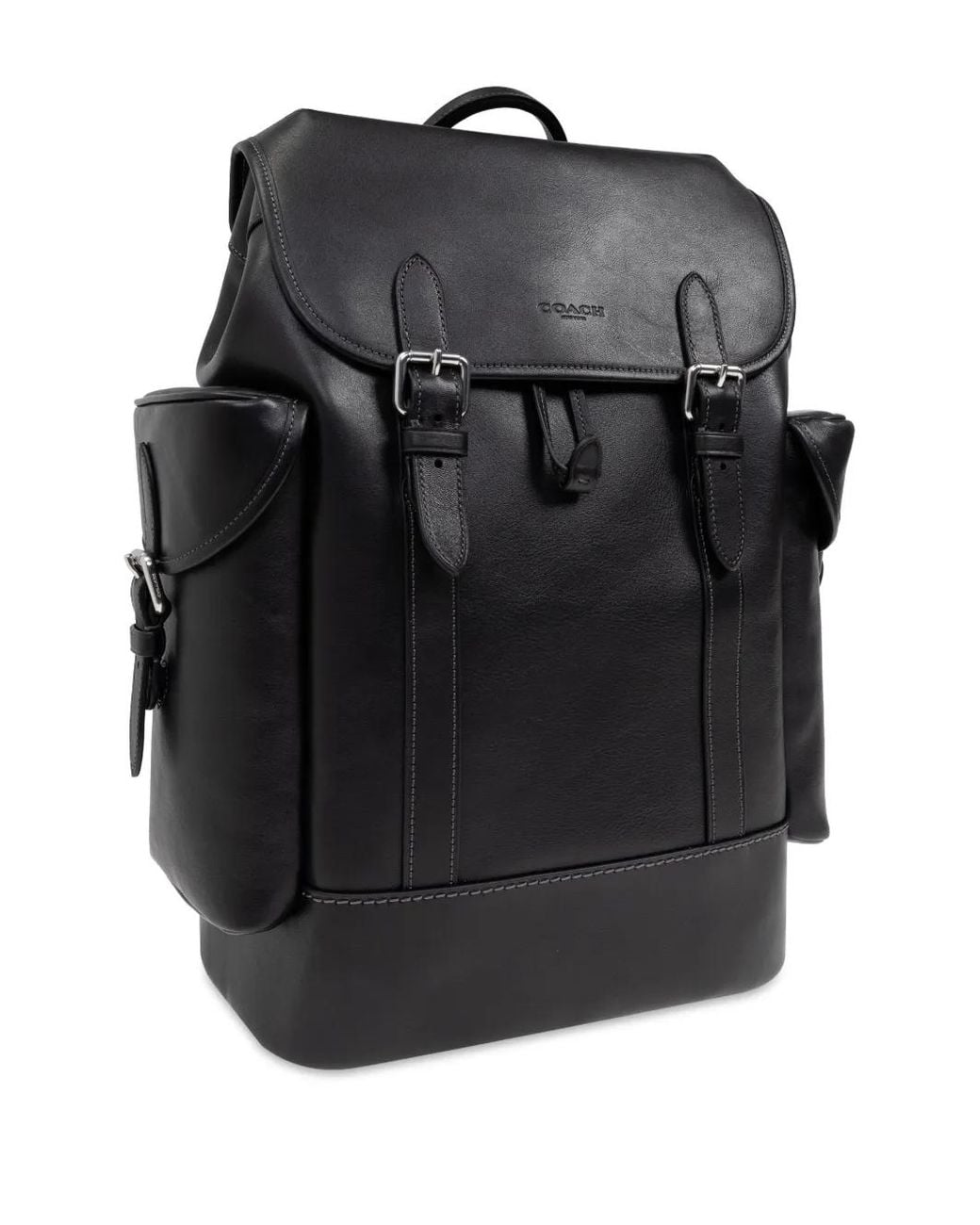 COACH Black Hitch Backpack In Natural Full-grain Leather for men