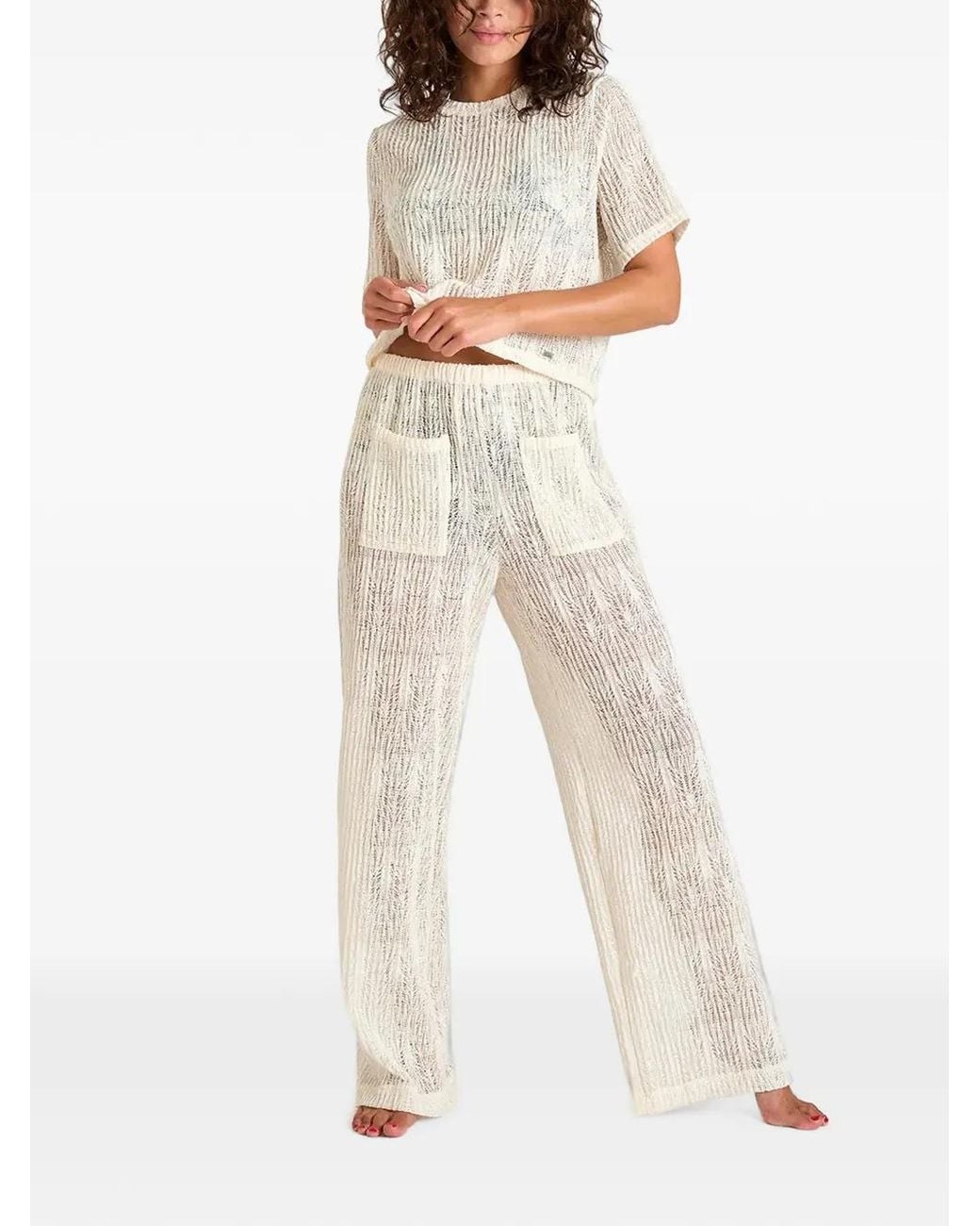 Banana Moon White T-Shirt Paiges Beachsoul En Maille Ajourée