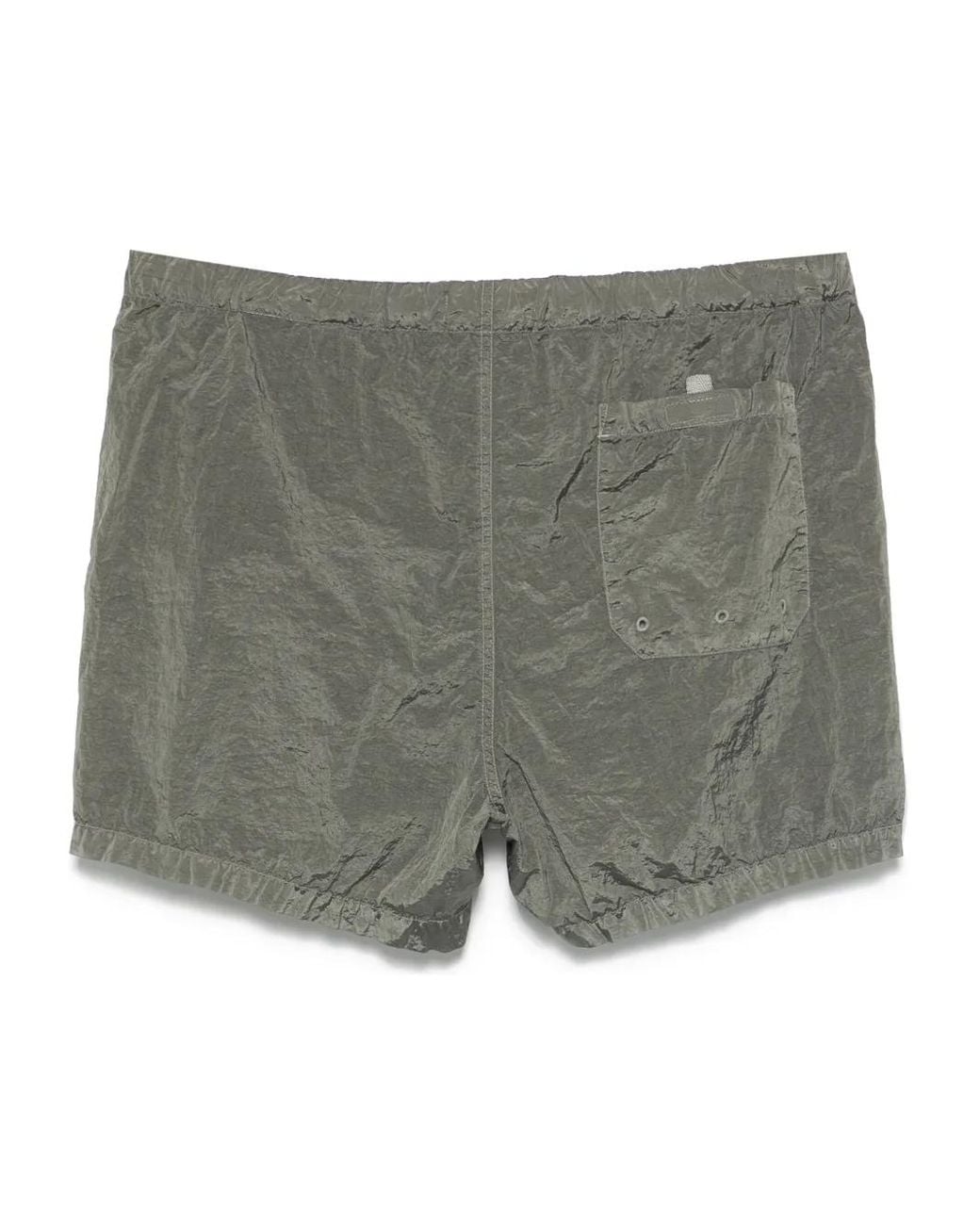 Stone Island Gray Ruffled Effect Shorts for men
