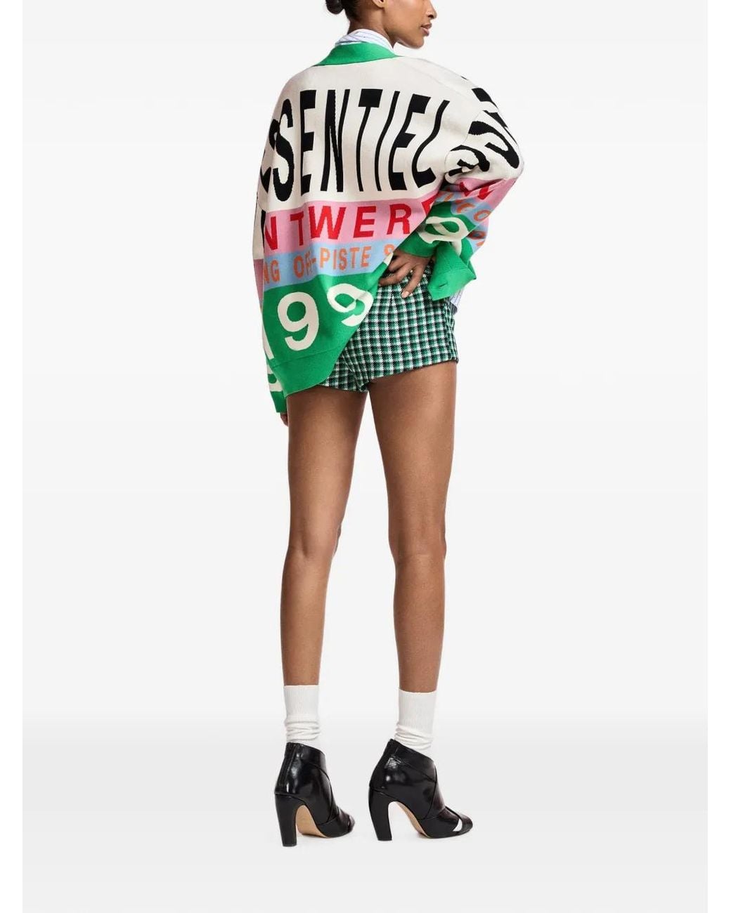 Essentiel Antwerp Green Kreezer Numeric-Motif Cardigan