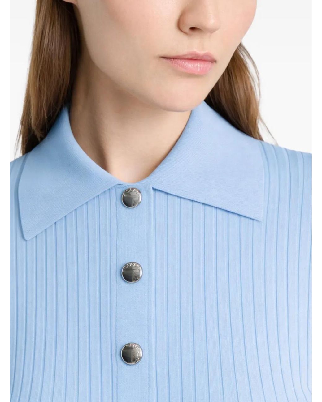 Fusalp Blue Ribbed Buttoned Polo Shirt