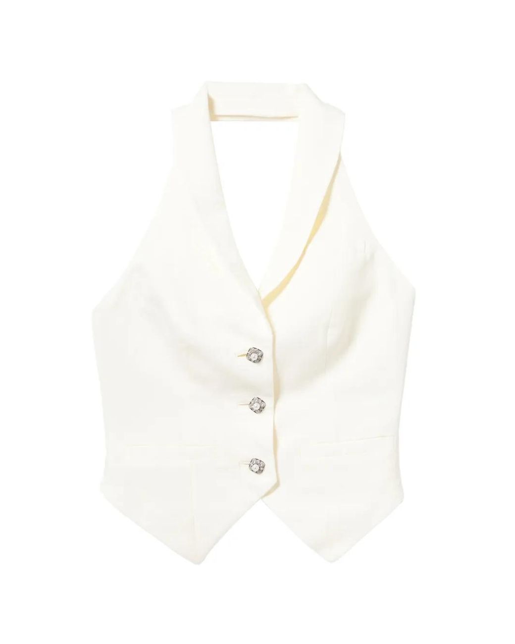 Self-Portrait White Crystal-Embellished Top