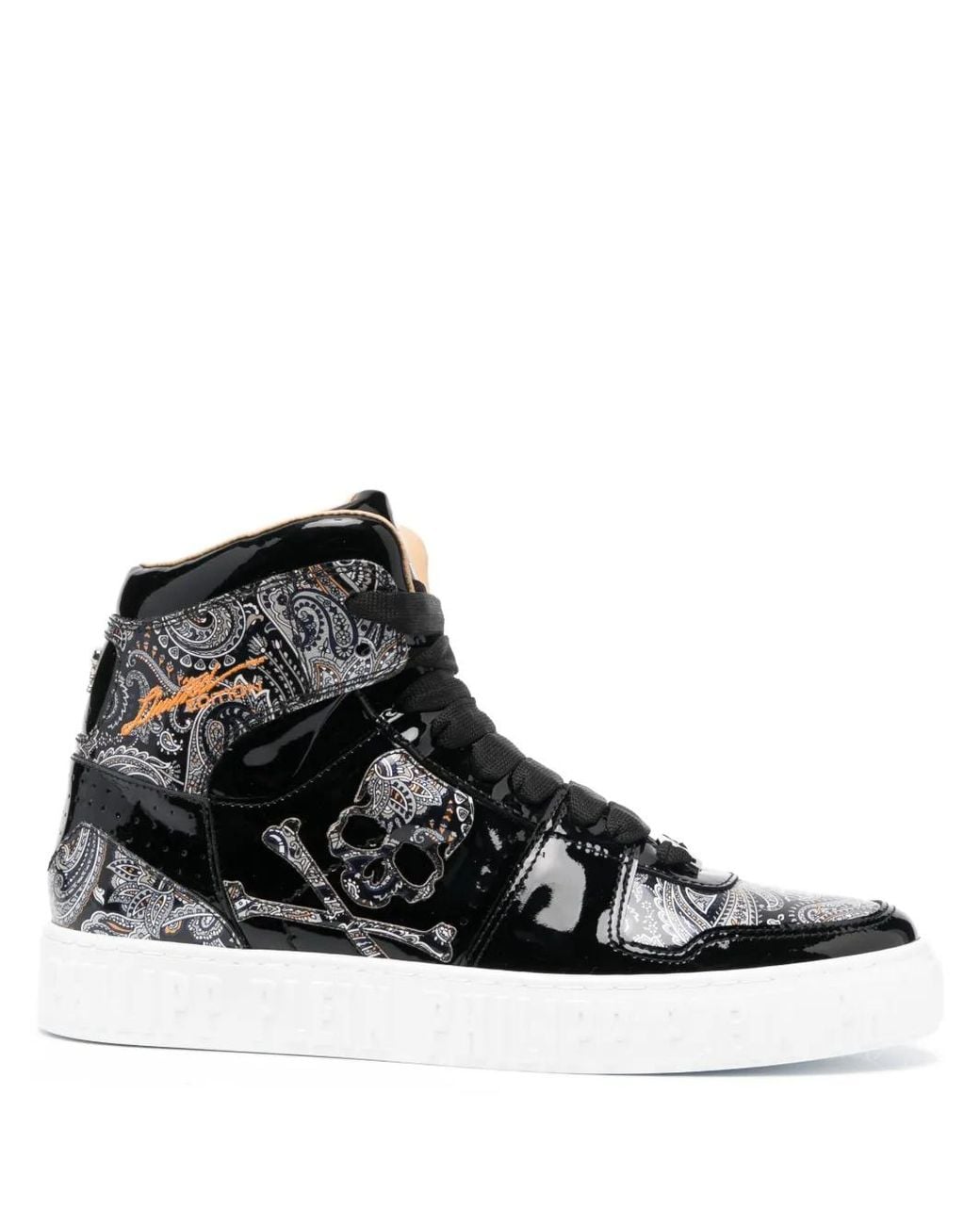Philipp Plein Black Paisley High-Top Sneakers