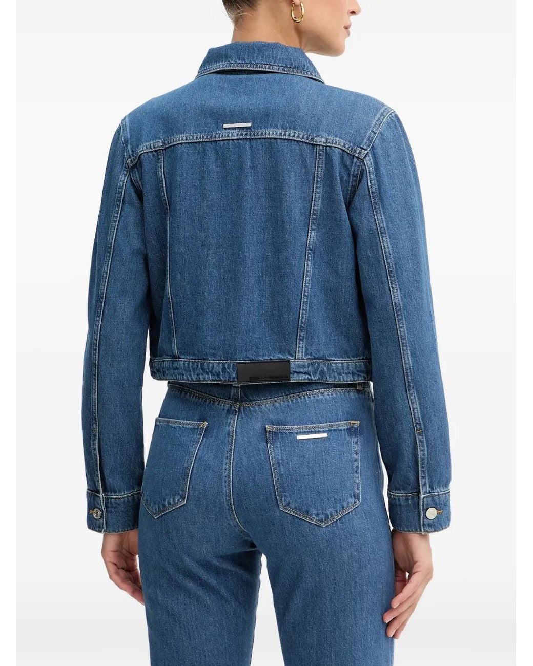 Karl Lagerfeld Blue Button Cropped Jacket
