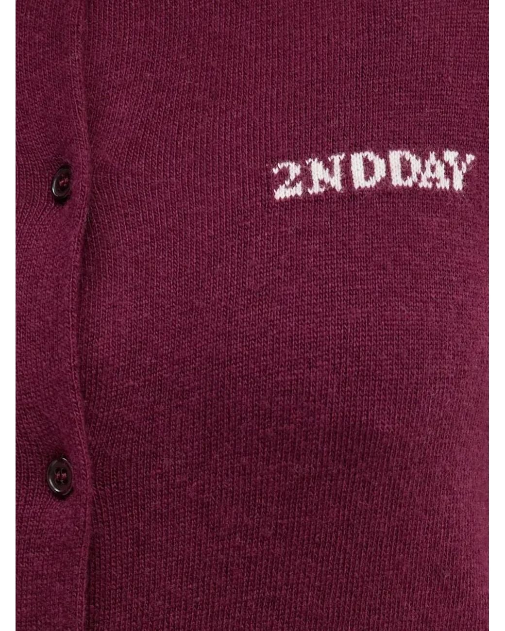 Day Birger et Mikkelsen Purple Logo-Intarsia Cardigan