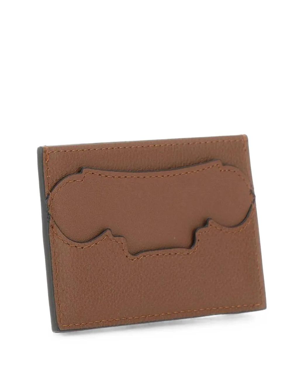 Borsalino Brown Logo-Embossed Card Holder