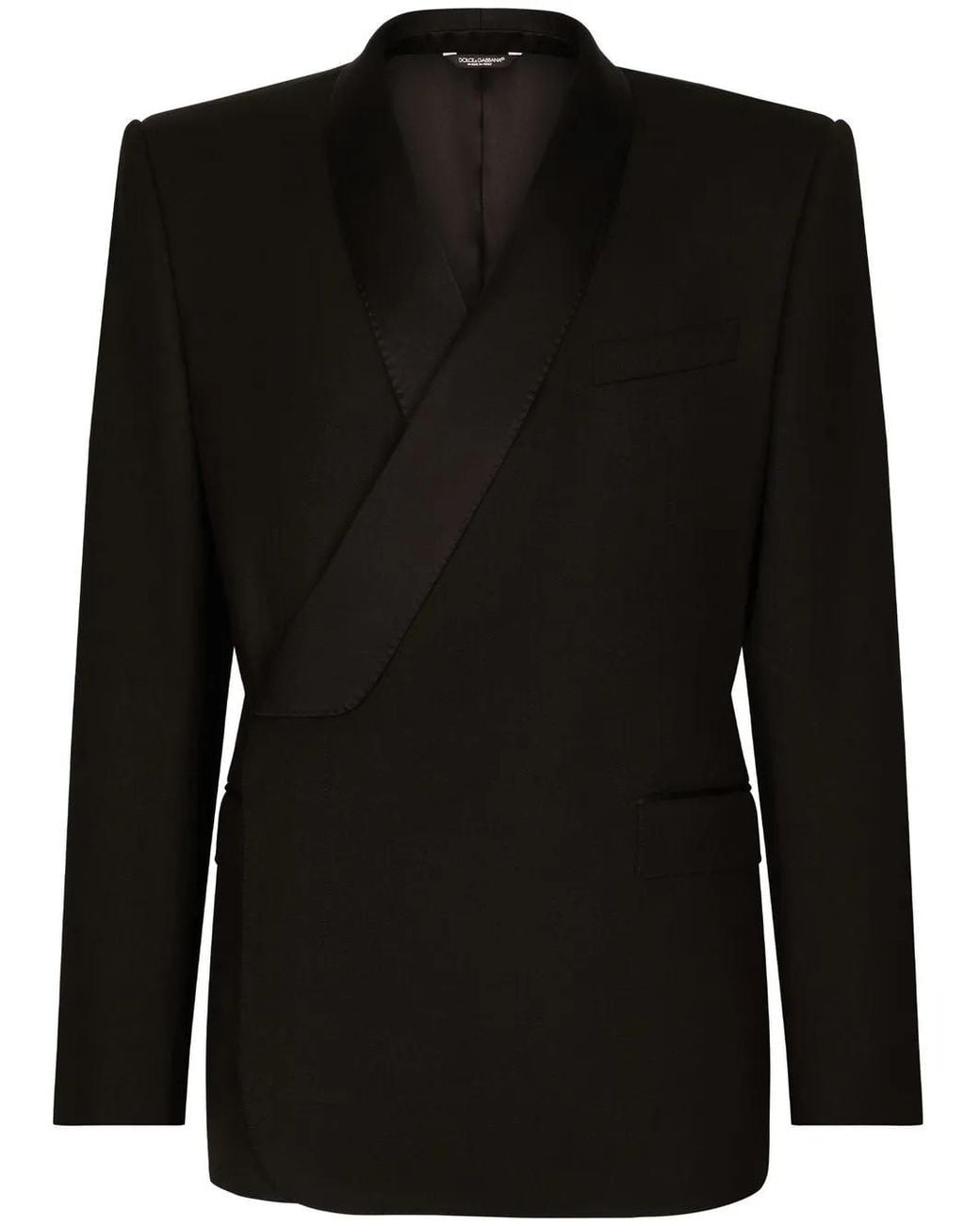 Dolce & Gabbana Black Sicilia-Fit Double-Breasted Tuxedo Blazer for men