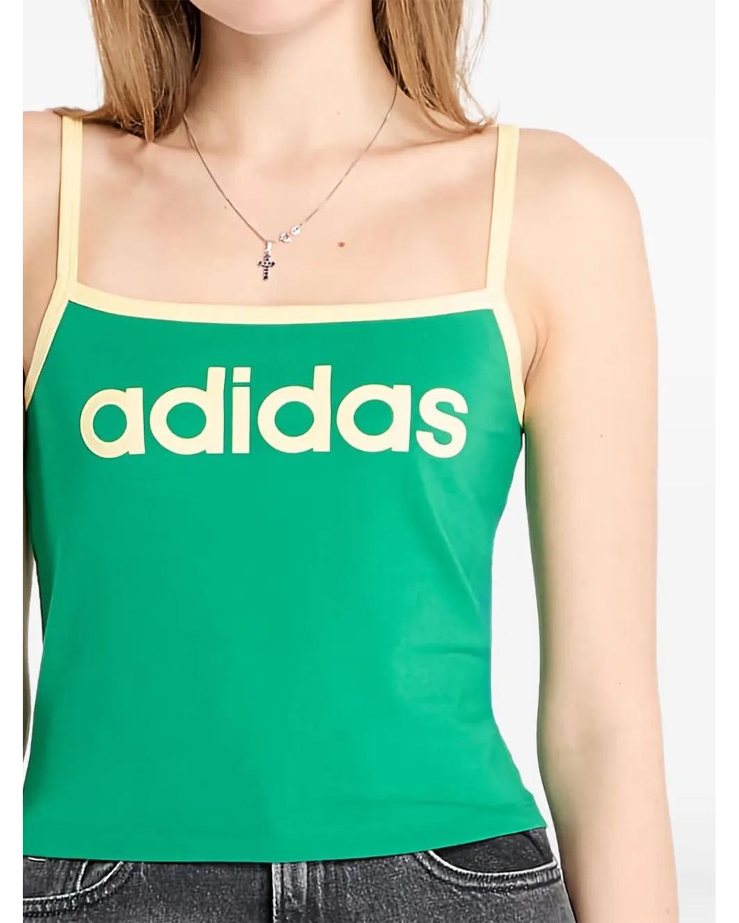 adidas Logo Tank Top in Green | Lyst