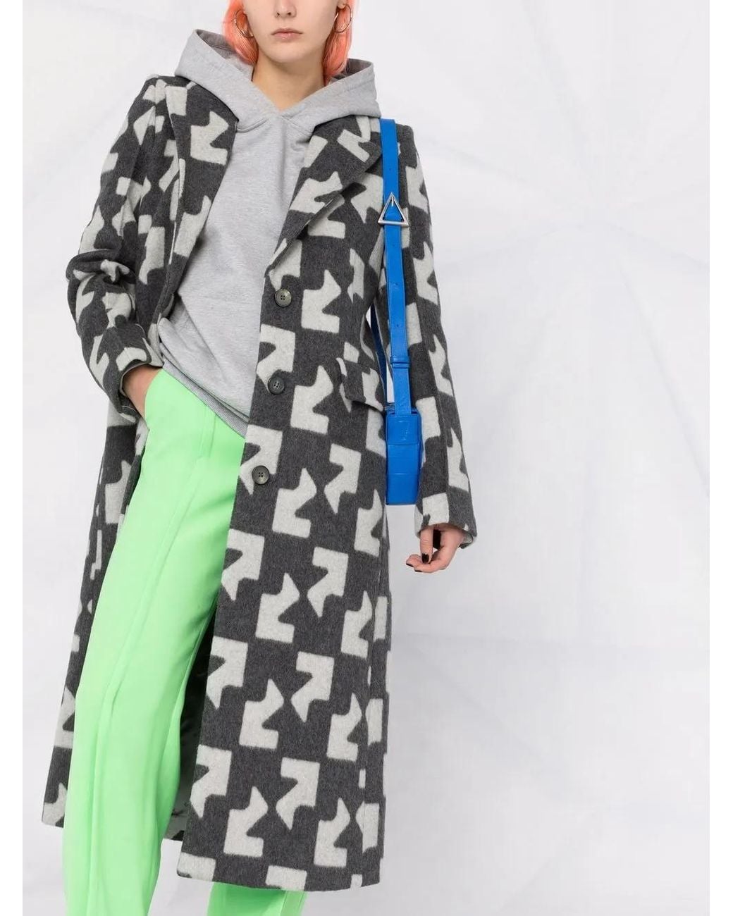 Off-White c/o Virgil Abloh Gray Grey Wool Blend Overcoat