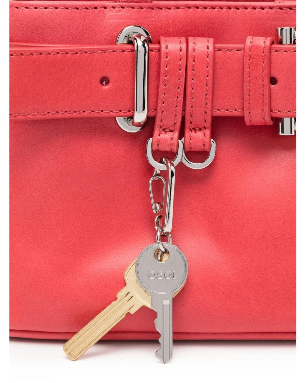 OSOI Red Mini Brocle Leather Tote Bag