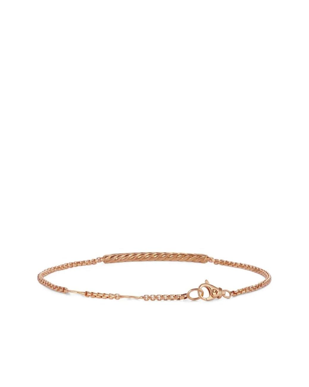 David Yurman White 18Kt Rose Petite Pavé Bar Diamond Bracelet (1.7Mm)