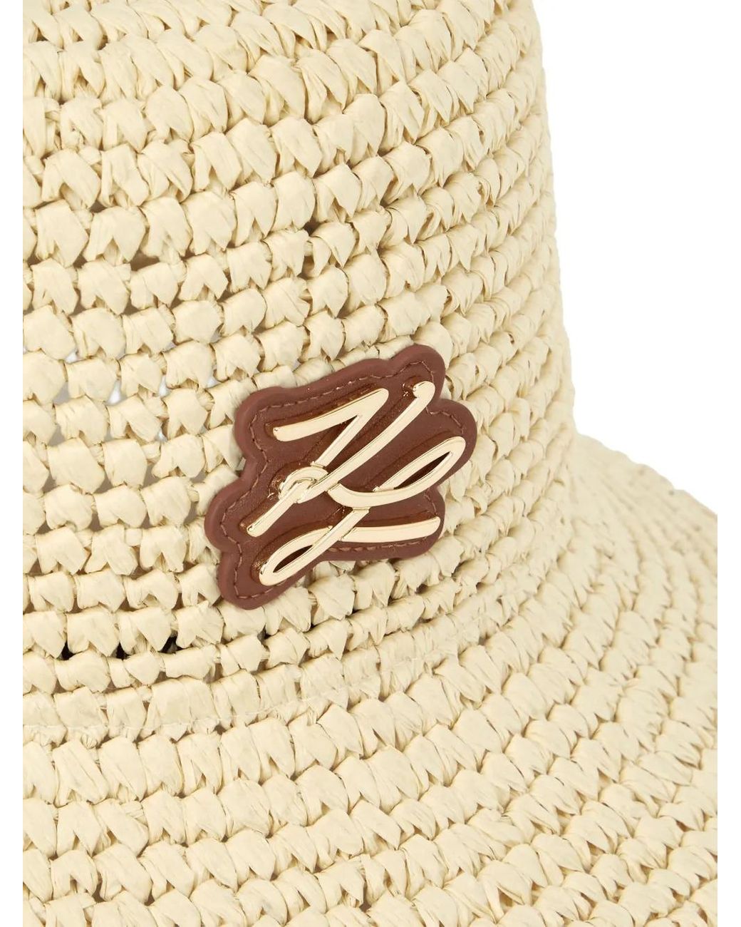 Karl Lagerfeld Natural Crochet-Knit Bucket Hat