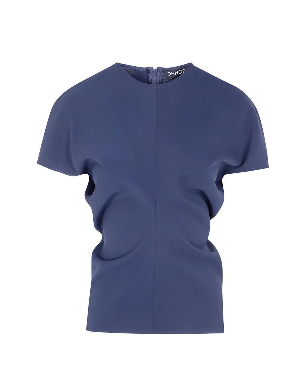 DR. HOPE Blue Gathered-Detail Short-Sleeve Top