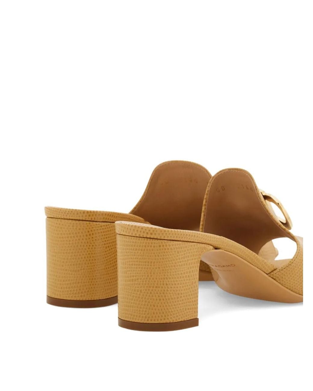 Ferragamo Metallic Mid Heels Slide With Gancini Buckle