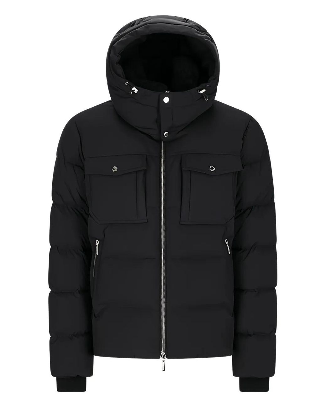 Chaqueta Con Capucha Y Bolsillo De Solapa Moorer de hombre de color Black