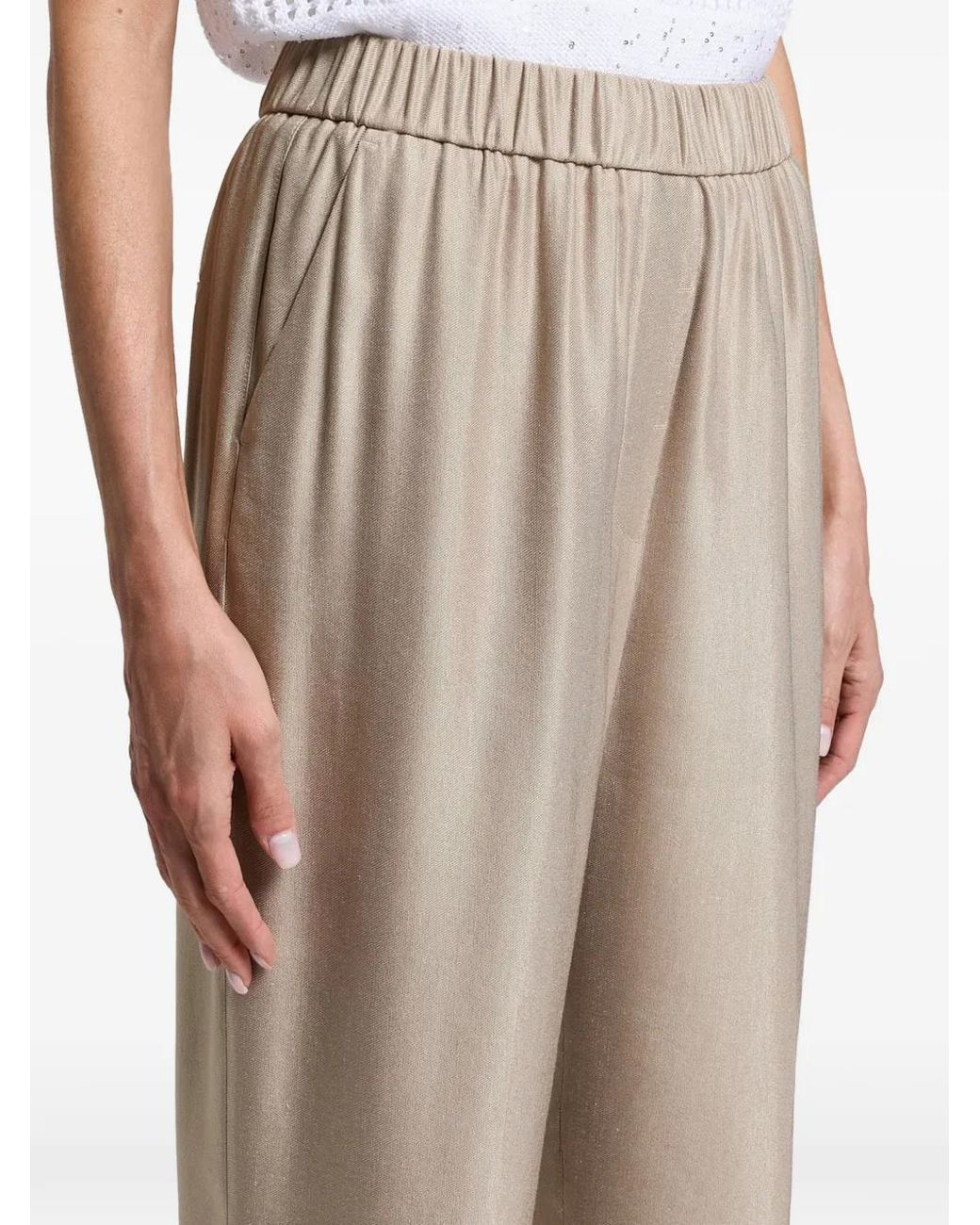 Peserico Natural Elasticated-Waist Turn-Up Trousers