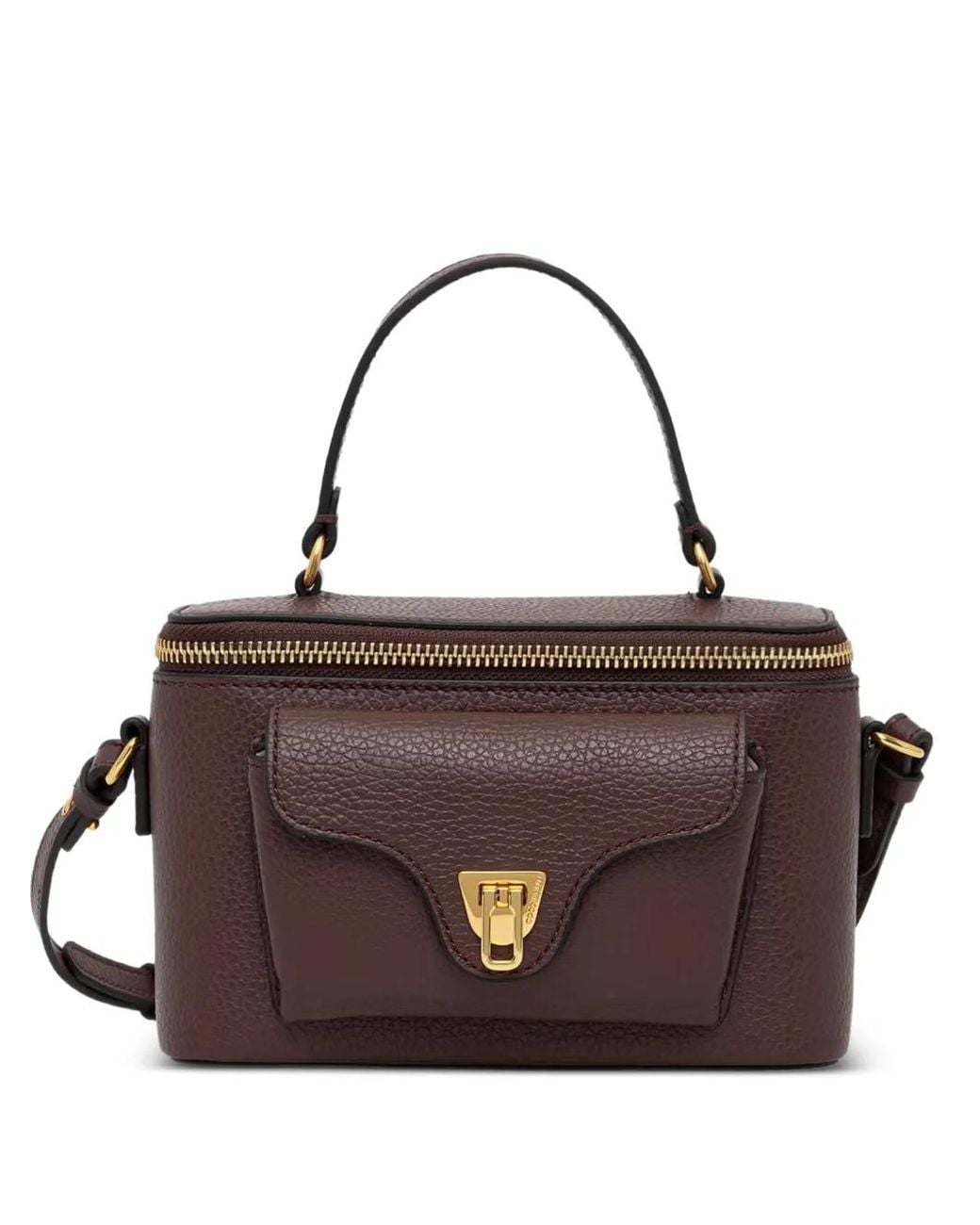 Coccinelle Brown Mini Beat Generation Grained-Leather Tote Bag