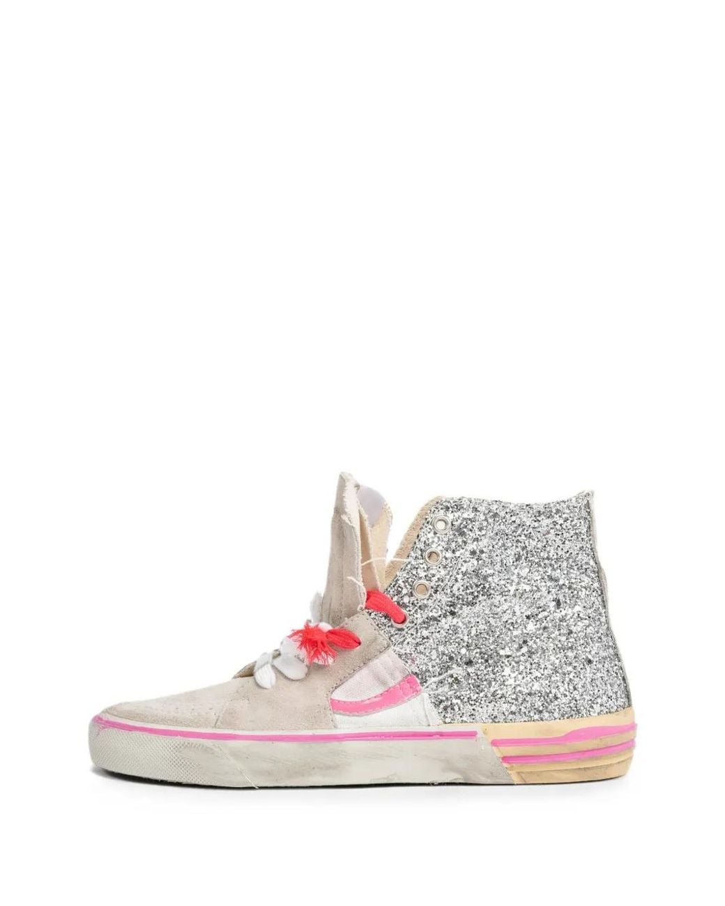 Paul Esterlin White Glitter-Detail High-Top Sneakers