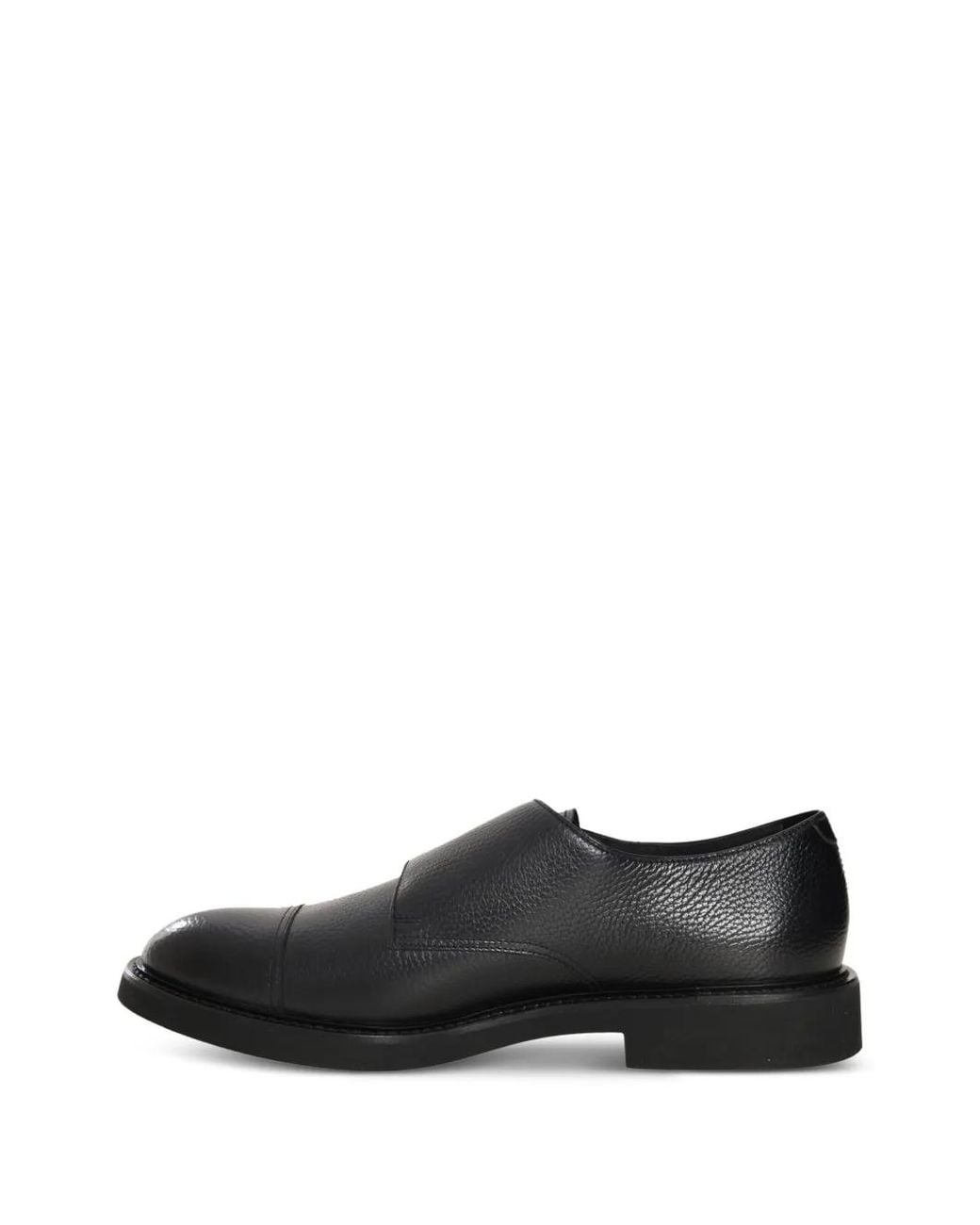 Doucal's Black Buckled Leather Shoes for men