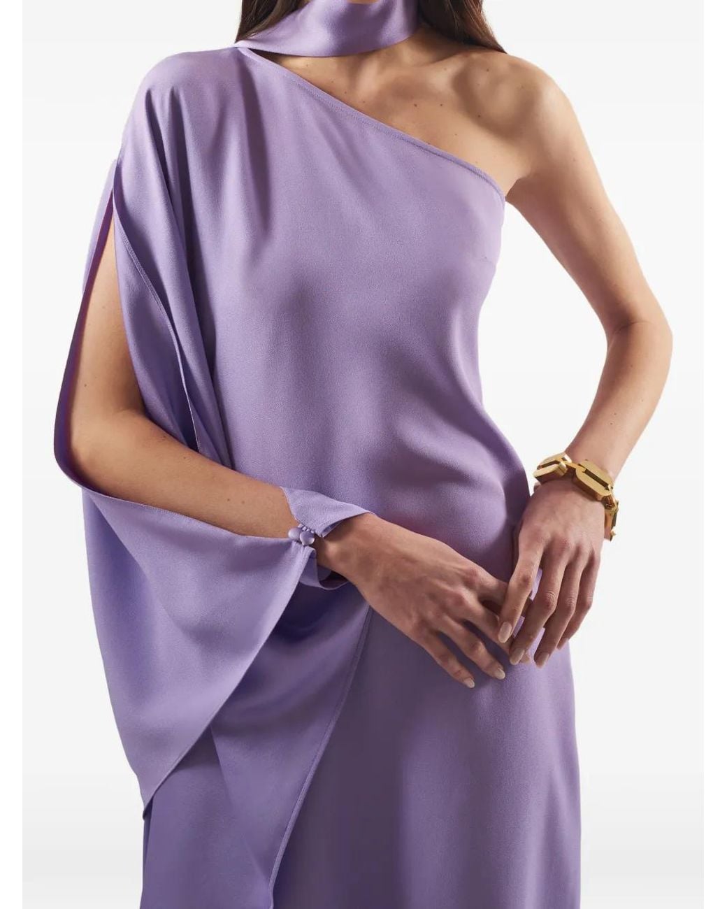 Taller Marmo Purple Florinda One-Shoulder Maxi Dress