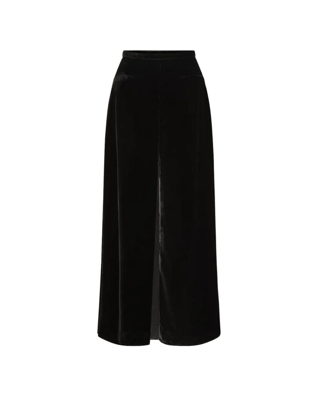 LeKasha Black Castelo Front-Slit Midi Skirt