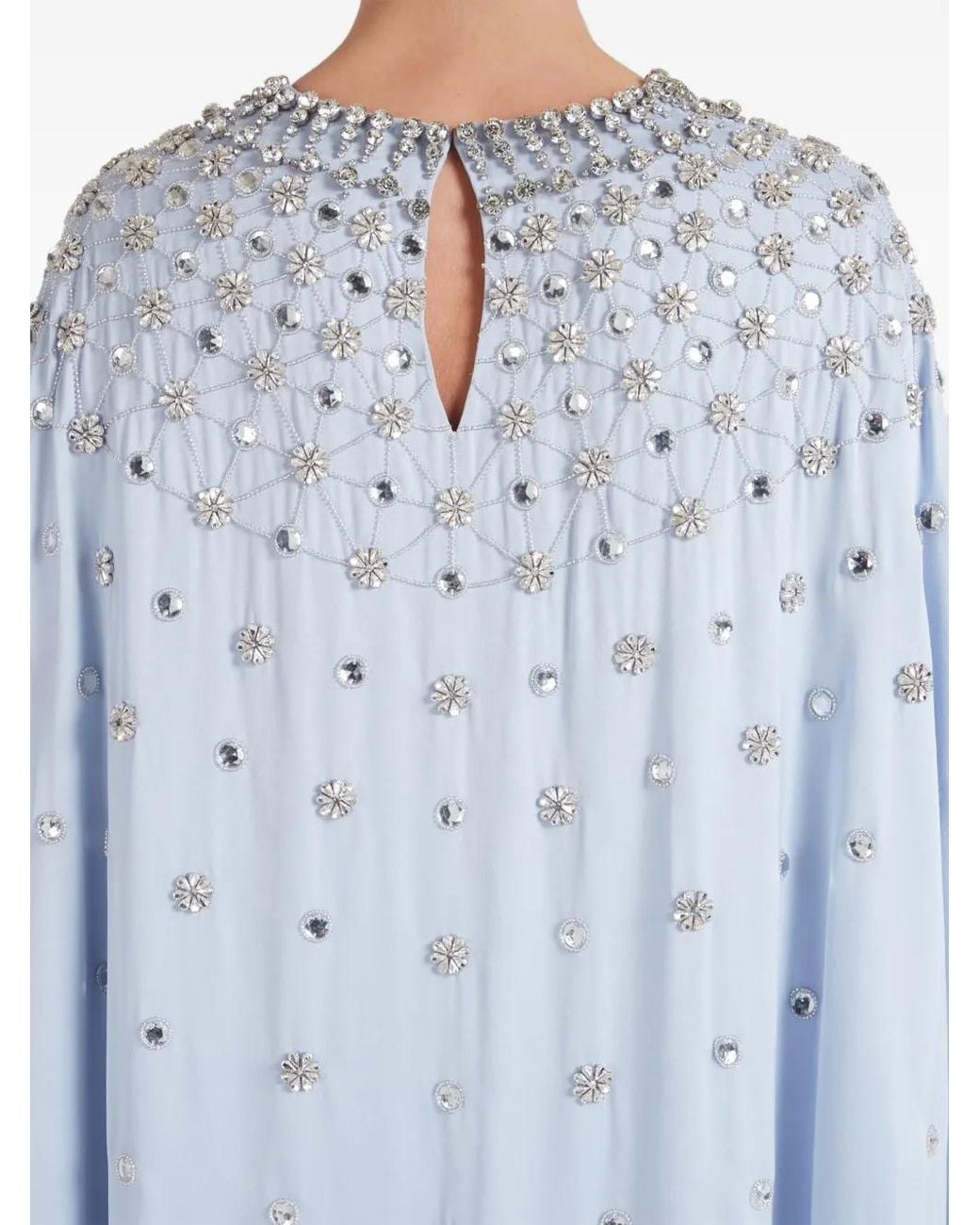 Temperley London Blue Robe Longue Layla À Taille Nouée