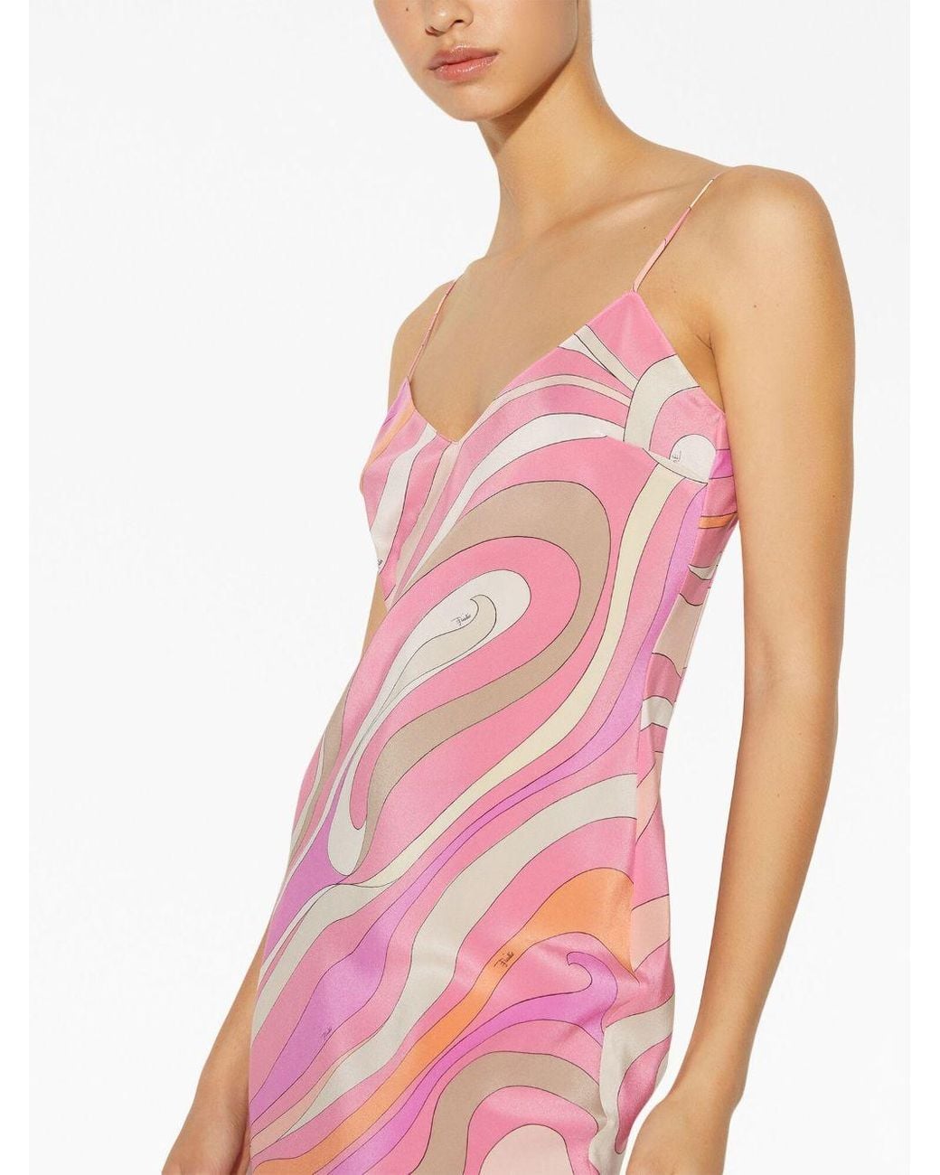 emilio pucci pink dress Printed Mesh Maxi Dress
