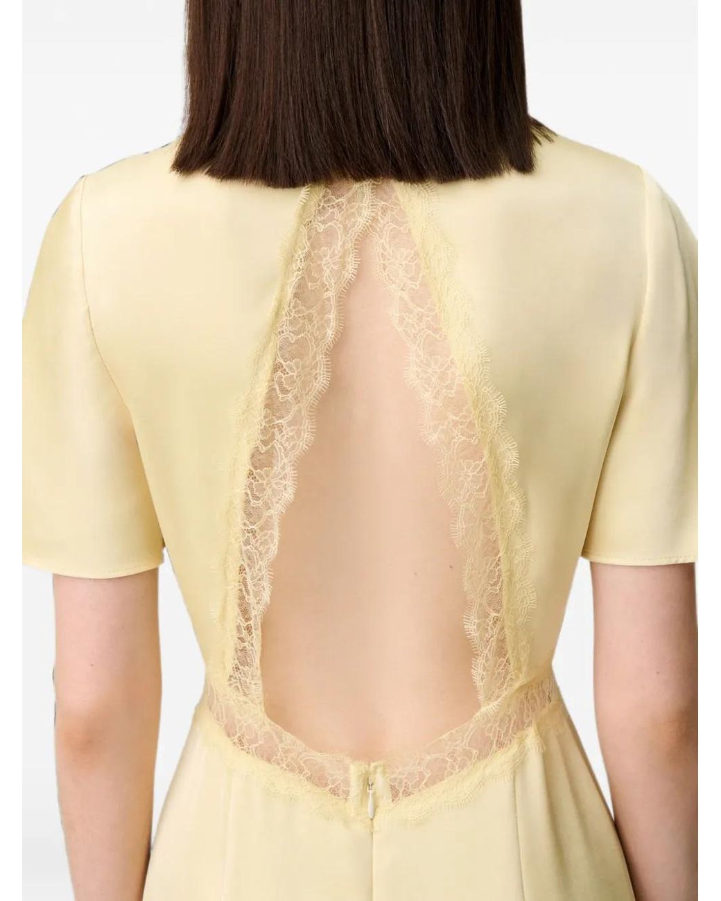 Claudie Pierlot White Satin Lace Open-Back Dress