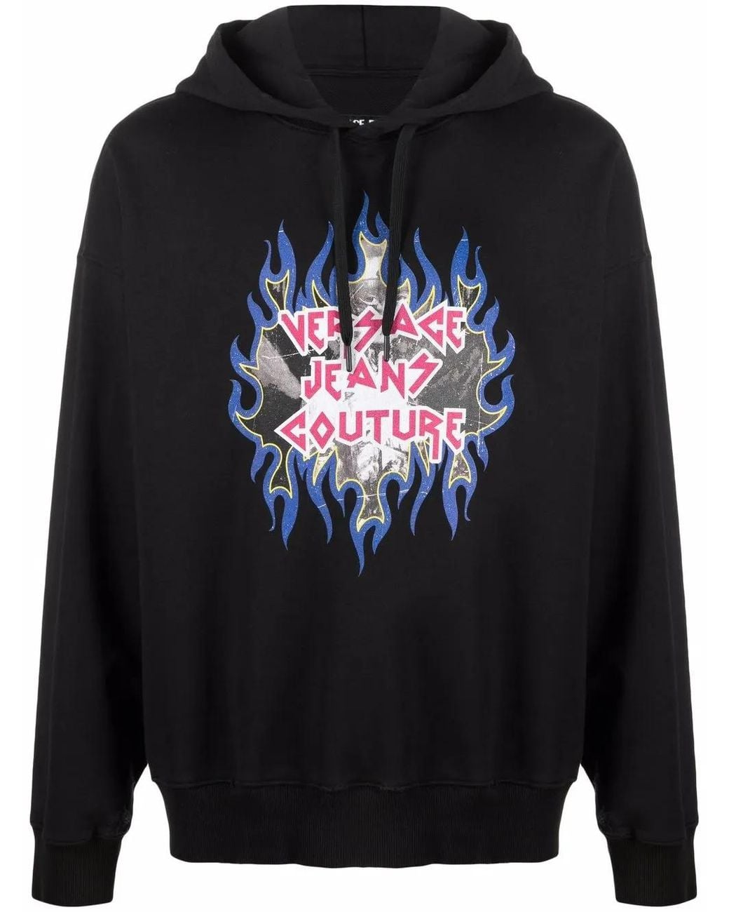 Versace Jeans Couture Blue Rock Logo-Print Hoodie for men