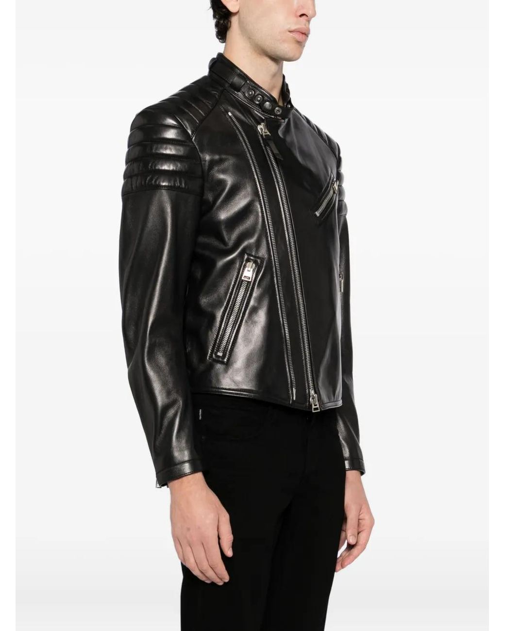 Tom Ford Black Leather Biker Jacket for men