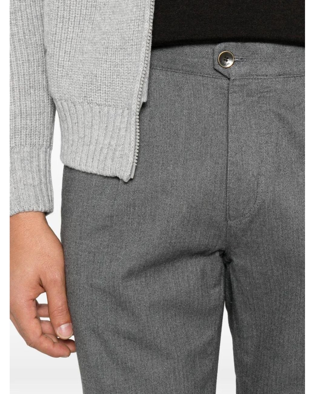 Incotex Pantalon Plissé En Laine À Chevrons in Gray for Men | Lyst