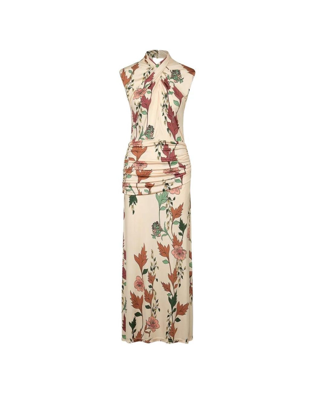 Johanna Ortiz Metallic Hibiscus Compass Ruched Maxi Dress