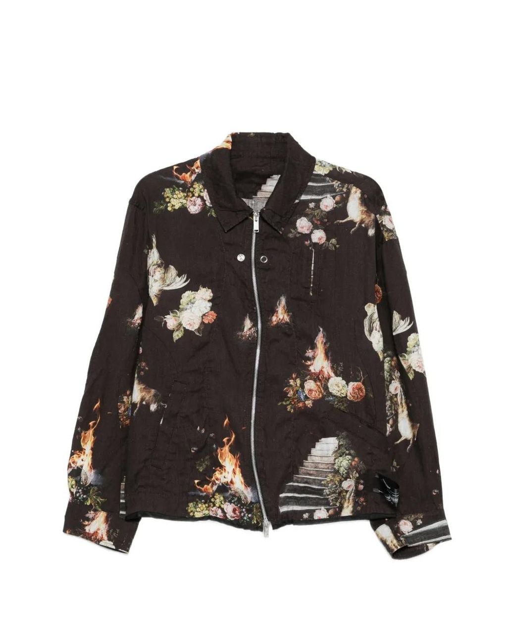 Undercover Black Floral-Print Bomber Jacket for men
