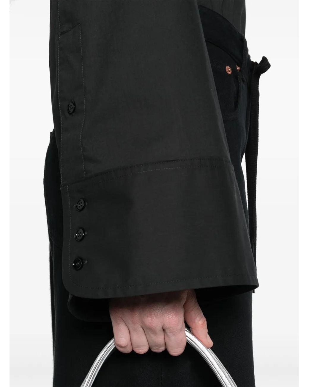 MM6 by Maison Margiela Black Cotton Crop Shirt