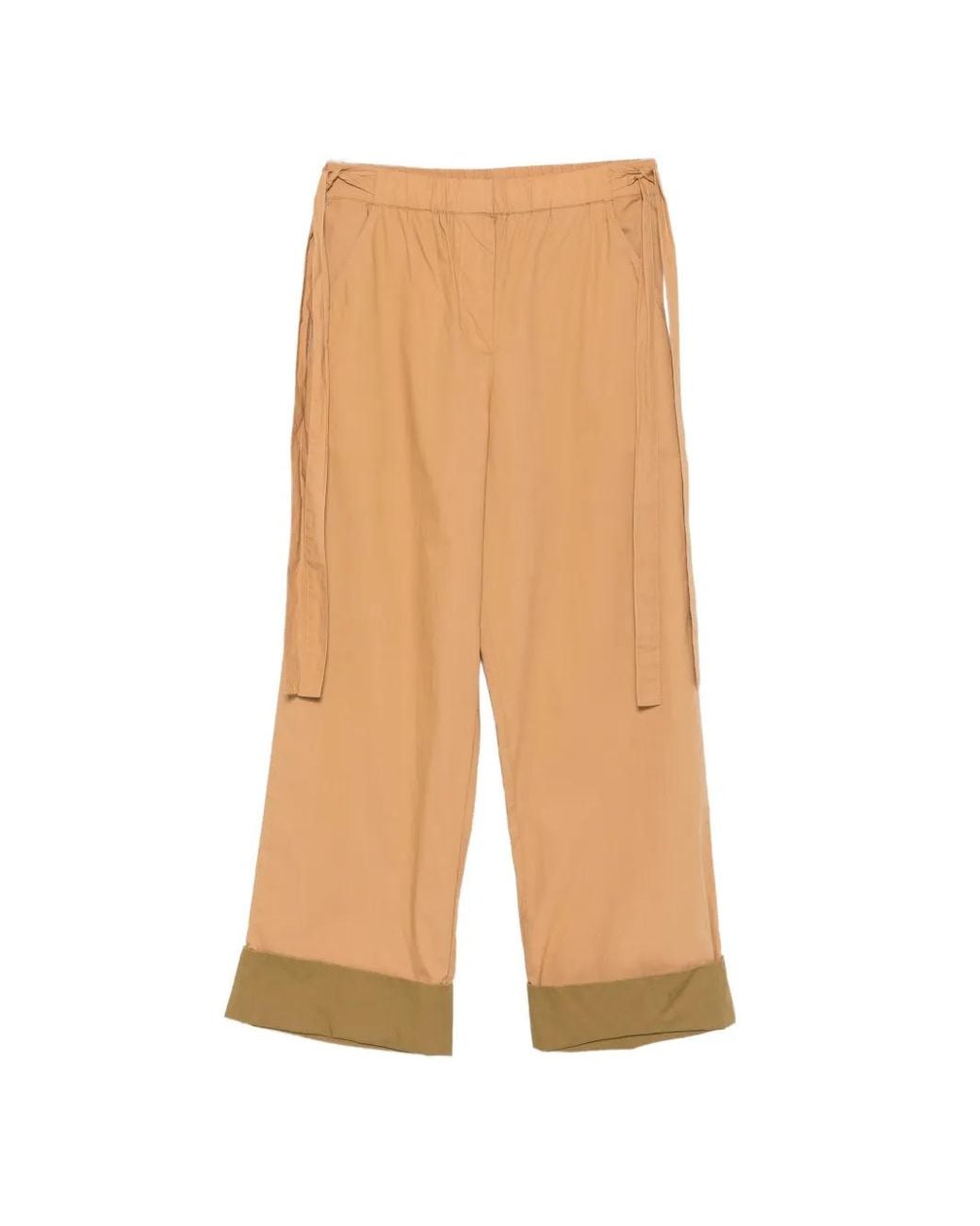 Ulla Johnson White Contrast-Cuff Side-Tie Trousers