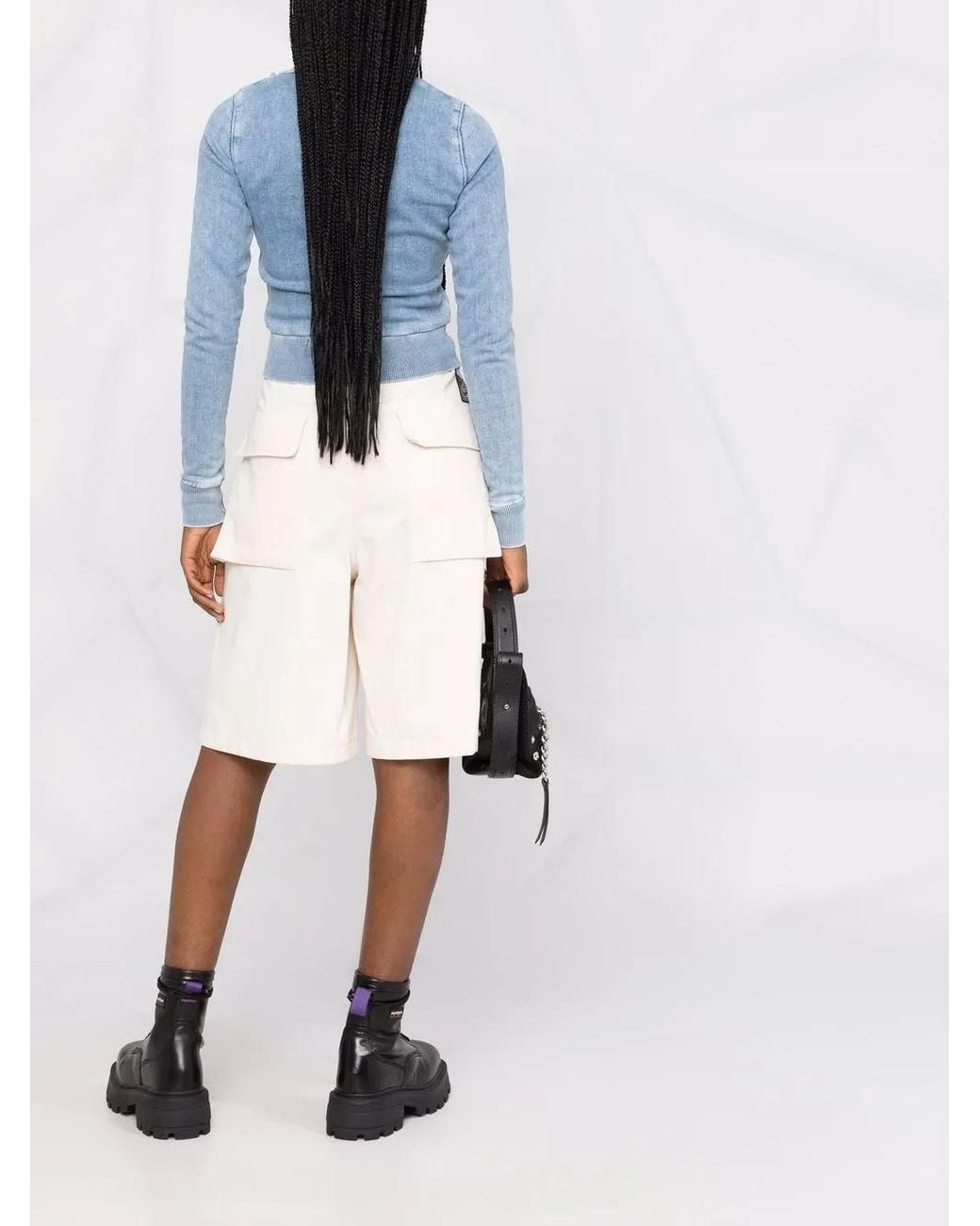 DIESEL Blue Logo-Patch Cropped Jacket