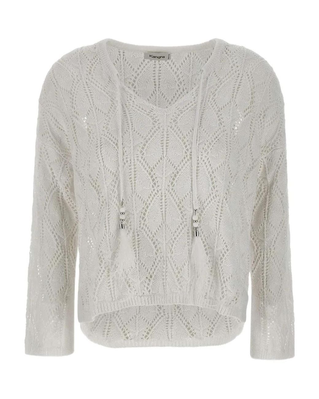 Kangra Gray Crochet-Knit Sweater