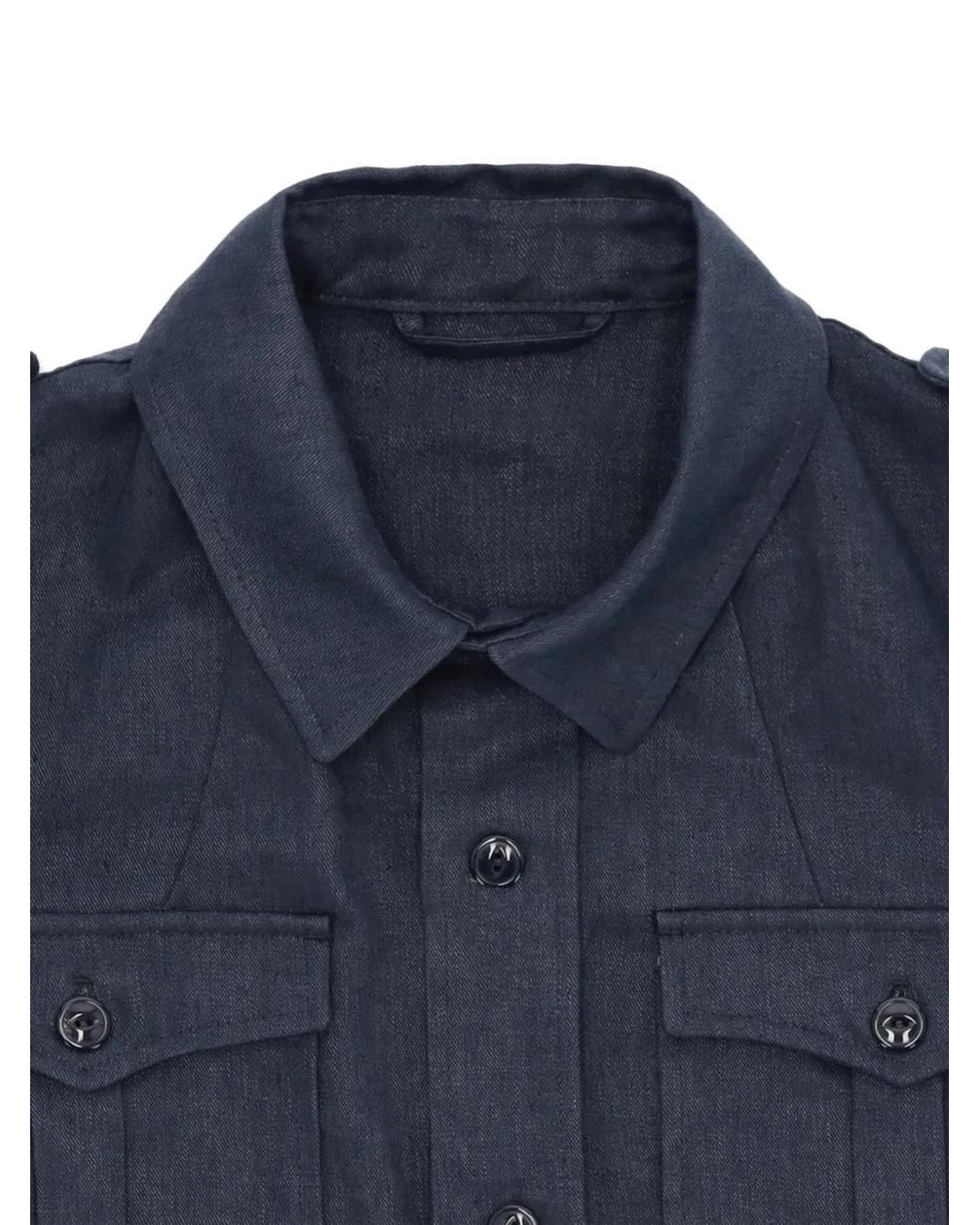 Fortela Blue Owen Linen Safari Shirt Jacket for men