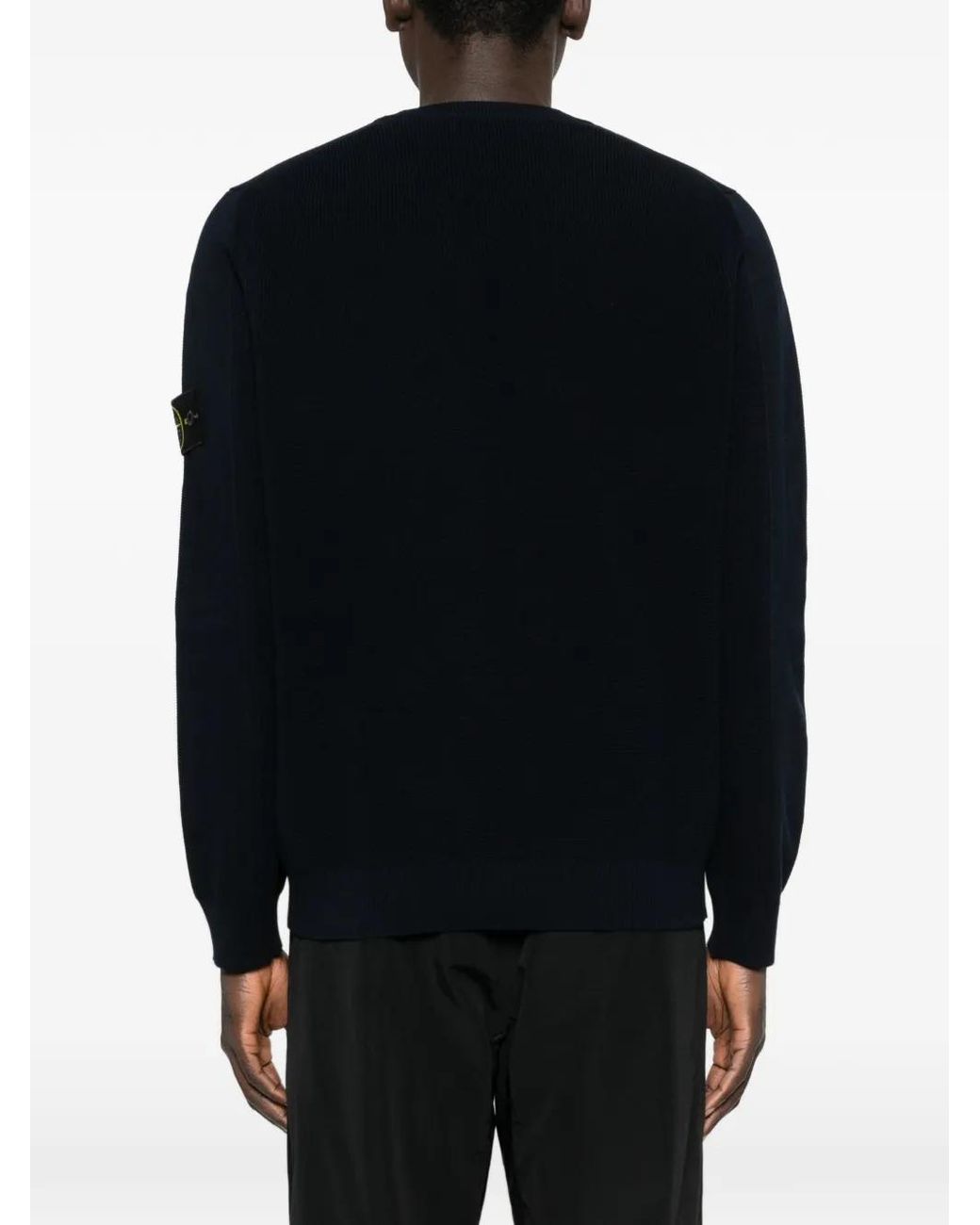 Stone Island Trui Met Logopatch En Ronde Hals in het Black voor heren