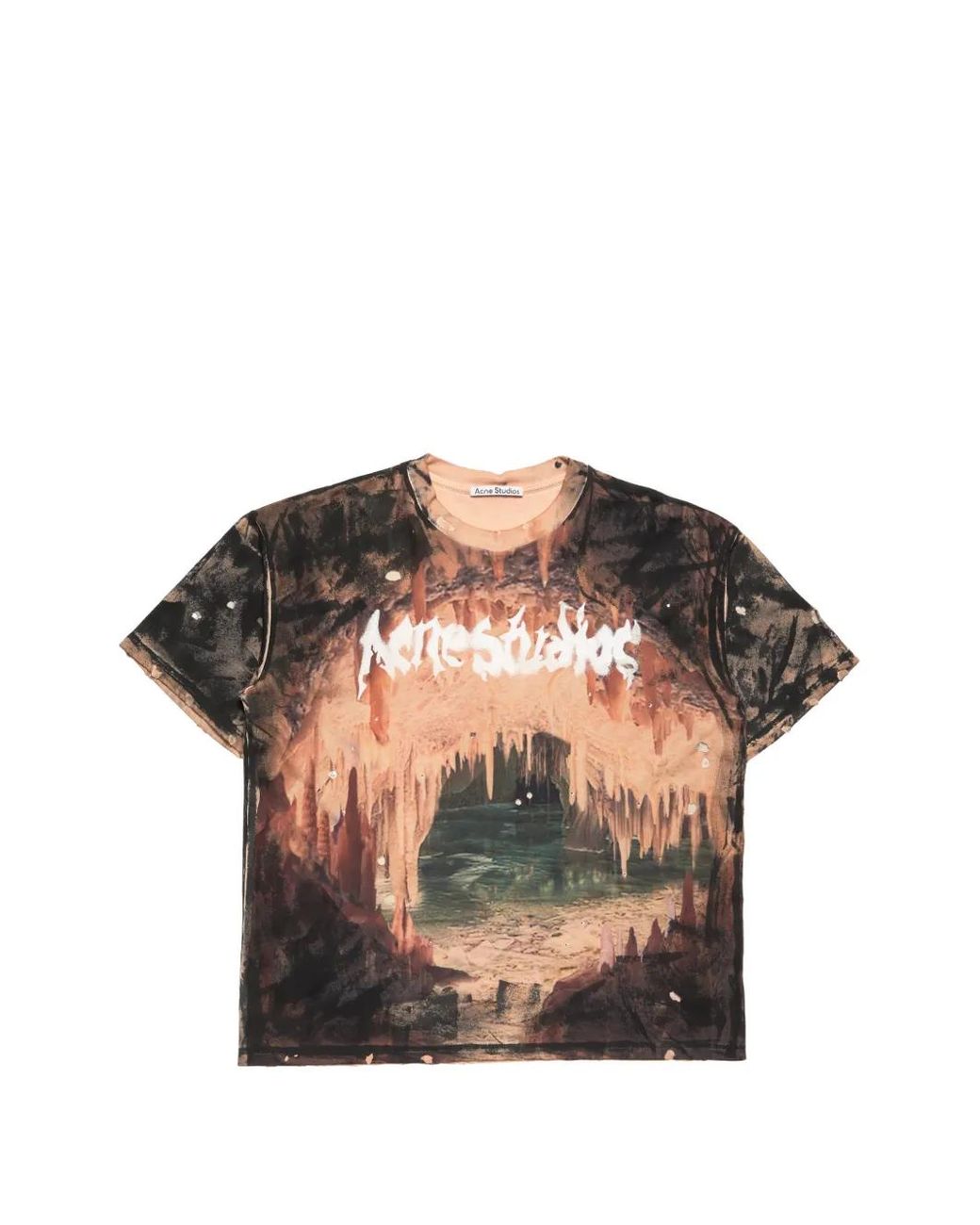 Acne Black Logo T-Shirt With Rhinestones for men