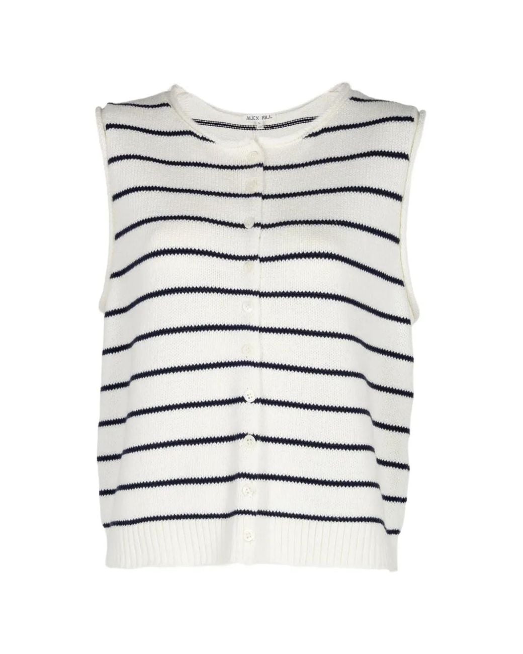 Alex Mill White Striped Button-Up Vest