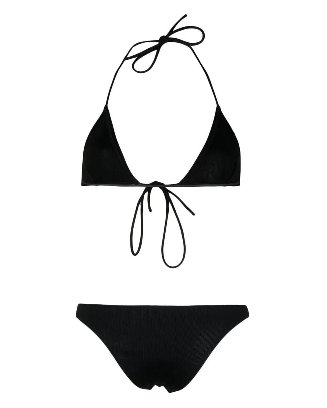 Lido Black Ribbed-Knit Bikini