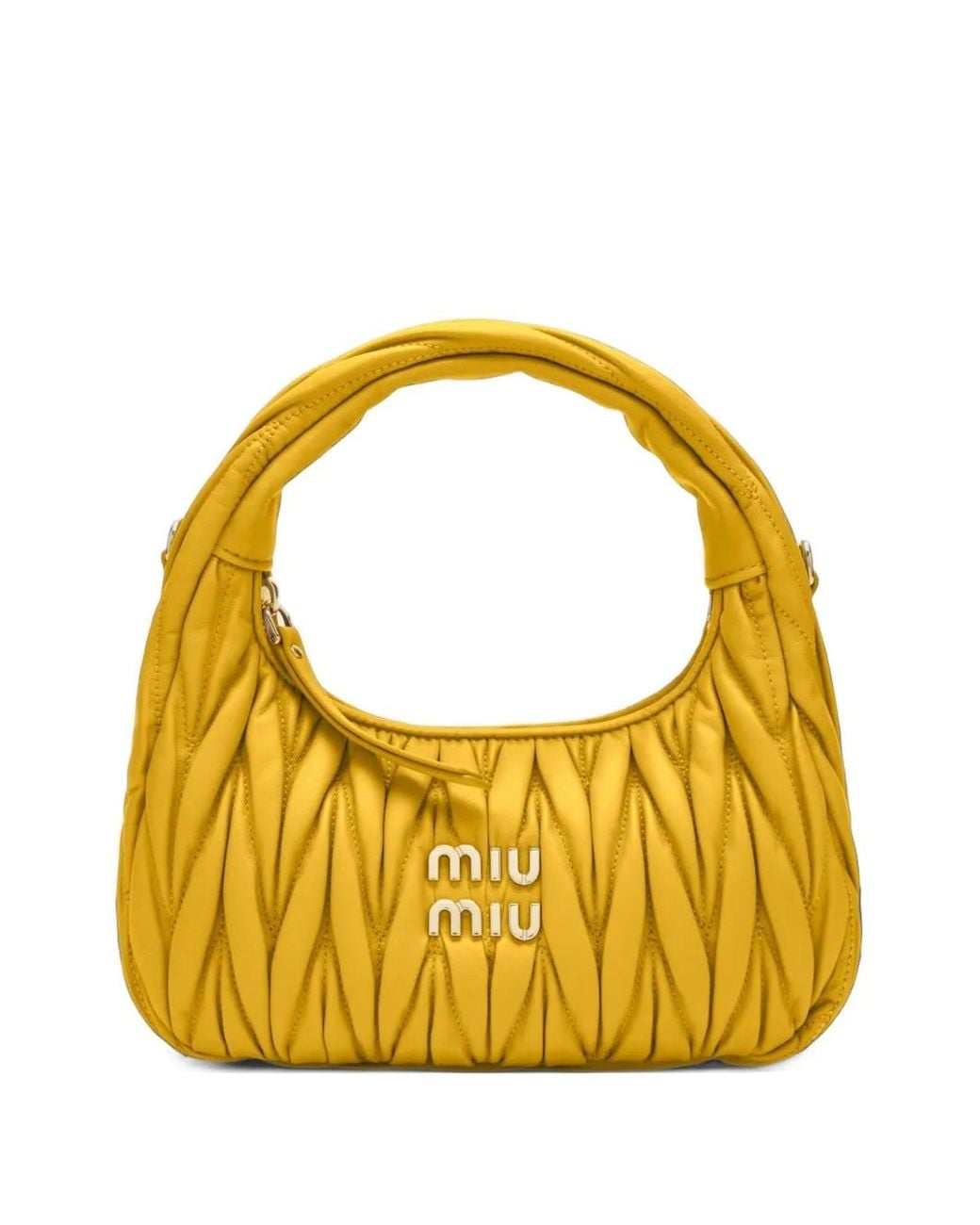 Miu Miu Yellow Wander Matelassé Leather Shoulder Bag