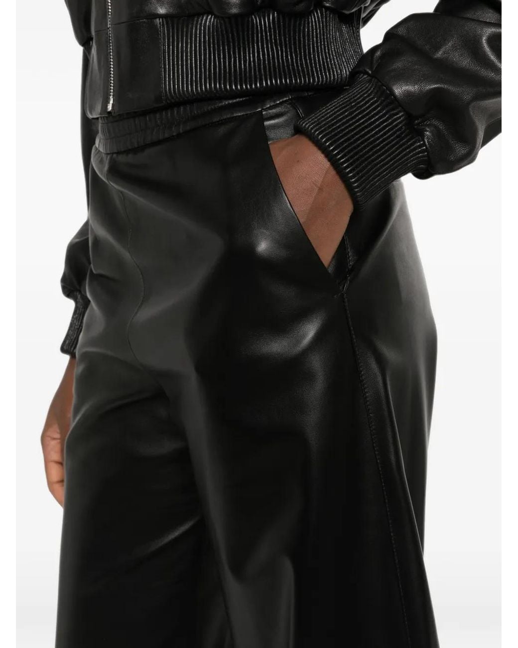 Arma Gray Pantalon En Cuir À Bords Côtelés