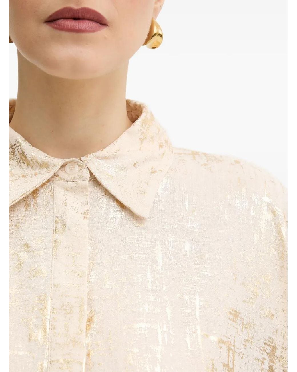 Silvian Heach Natural Silia Luminous-Effect Buttoned Shirt